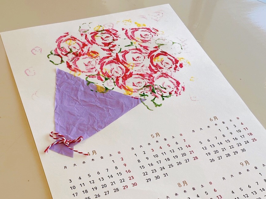 野菜スタンプでカレンダー作り