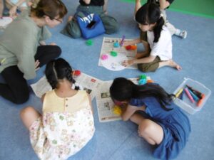 手づくり花笠で踊ったよ！