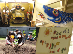 こどもの日の集い・野菜の苗植え・誕生会