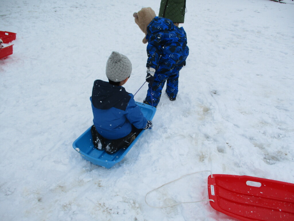 雪遊びを楽しんでいます♪