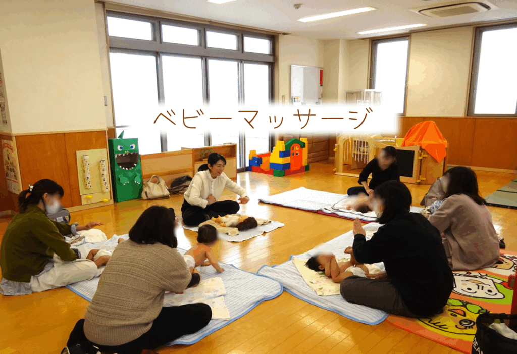 ベビーマッサージ👶北原景子先生（親子６組予約）　・午後～手作りおもちゃ🍭キャンディーガラガラ制作🍬